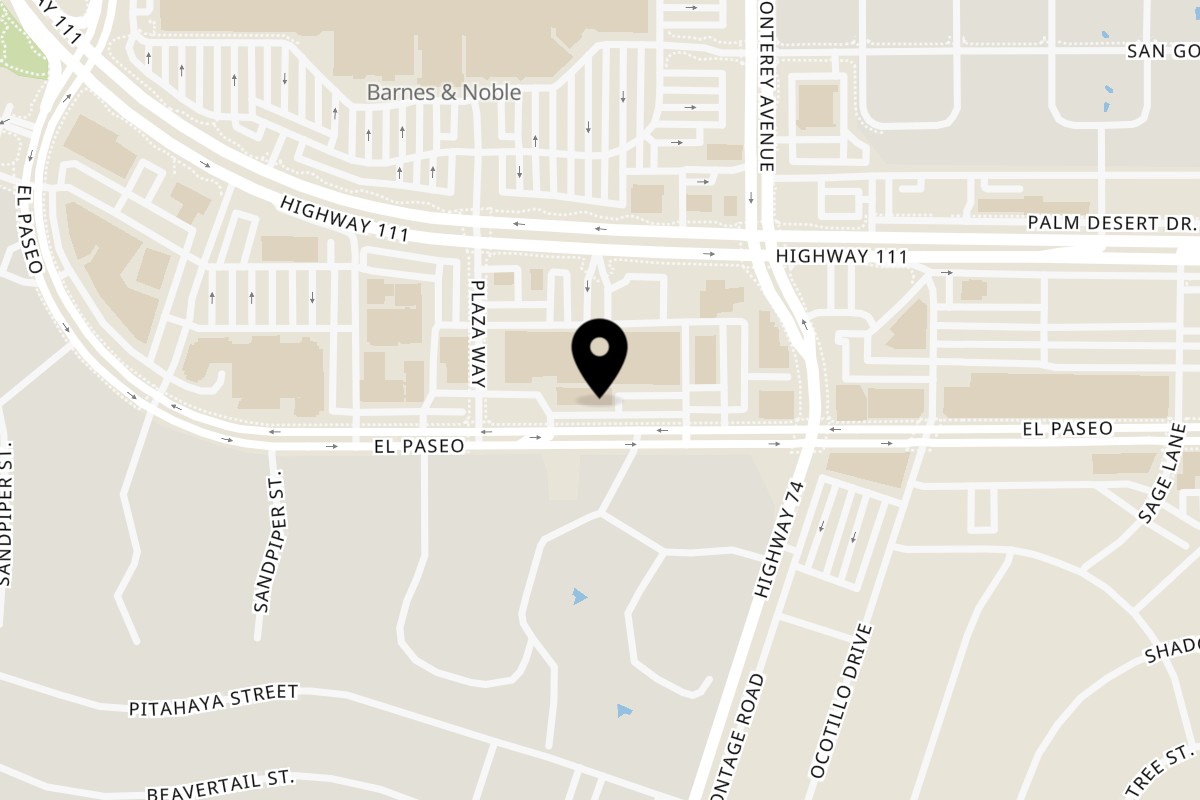 Map showing the location of Guillermo's Restaurante on 72850 El Paseo in Palm Desert